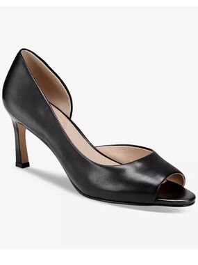 Giani Bernini Perfrect Heel Black Leather Peep-Toe Pump (NWT) 9.5